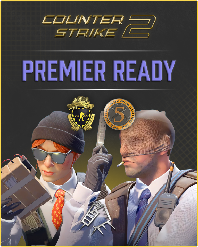 CS2 Prime Account + Premier Ready + Loyalty Badge + 5 Year Veteran Coin + 500 Commends + 50 Comments